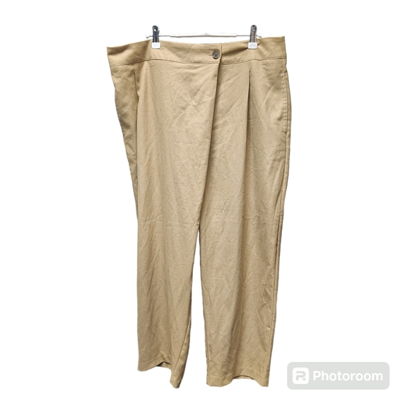 NWT ZARA Crossover Pleated Pants Sz. XL Khaki Asymmetrical - Picture 7 of 11
